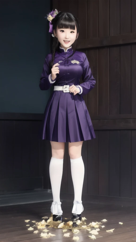 anime girl in purple dress standing in front of a wooden wall, misato katsuragi, a purple and white dress uniform, style of madhouse anime, maya fey from ace attorney, as an anime character, magic , shalltear from overlord, magical school student uniform, style of madhouse studio anime, hinata hyuga, female anime character