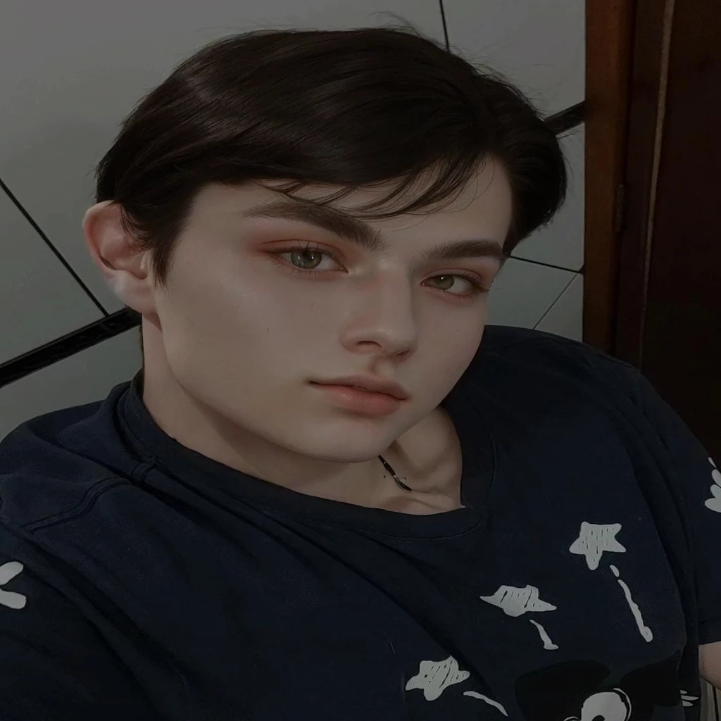 there is a man sitting in a chair with a remote control, androgynous person, androgynous face, profile picture 1024px, very very low quality picture, twitch streamer / gamer ludwig, valentina remenar, frontal picture, by Nándor Katona, androgynous, low quality photograph, androgynous male