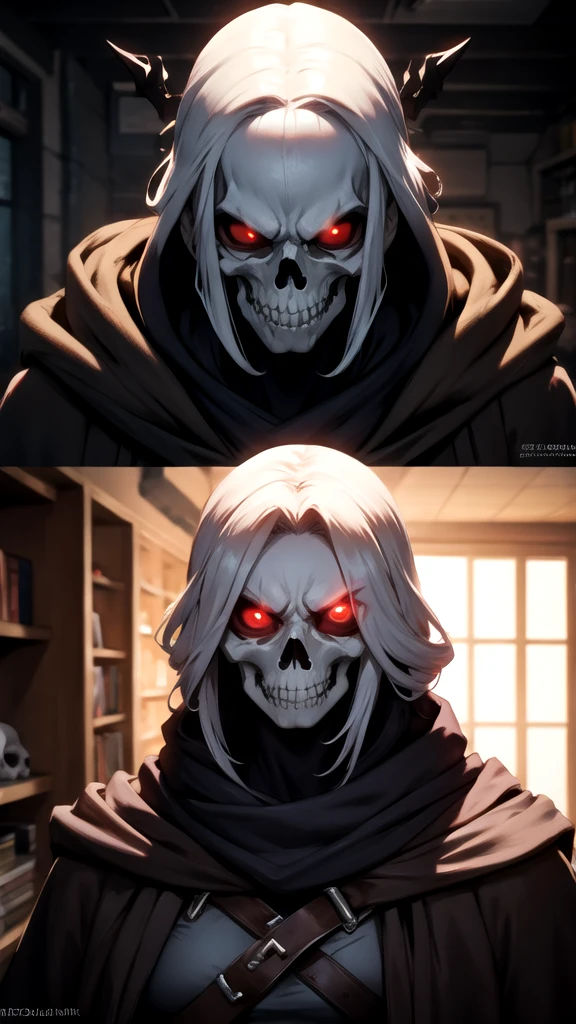 8k, extremely sculpted, cinema lighting, an angry wizard skull with red eyes, (head only)