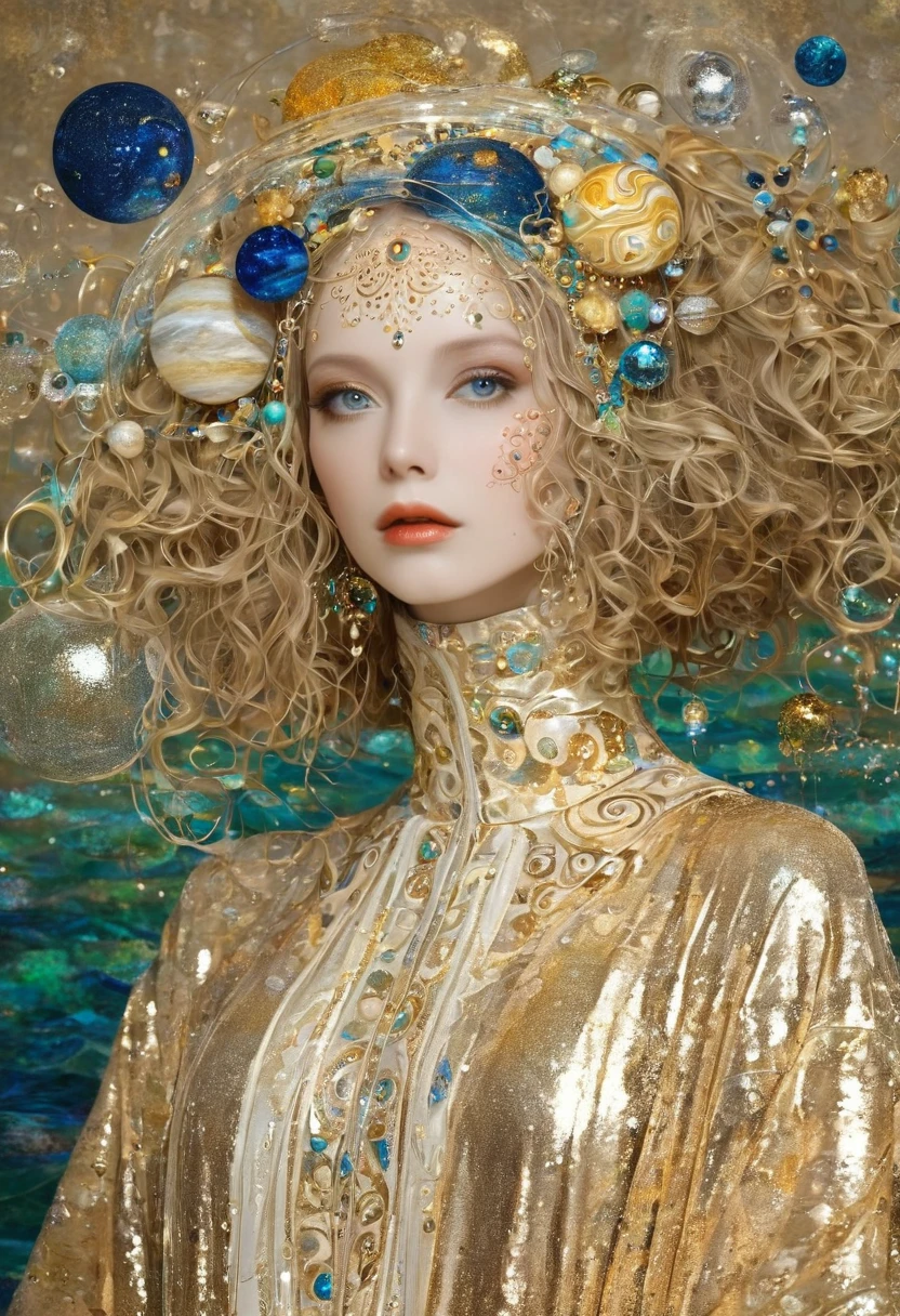 Album Cover Art. seaart ai imagination seaart extremely creative,And all your knowledge. Creation of Gustav Klimt《Beautiful woman masterpiece》