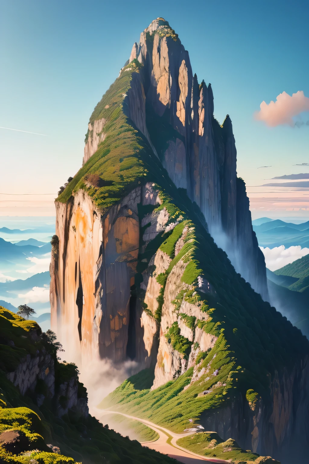 ((best qualityer)), ((work of art)), (detailded), a landscape similar to Pico da Bandeira , It's the sunset
