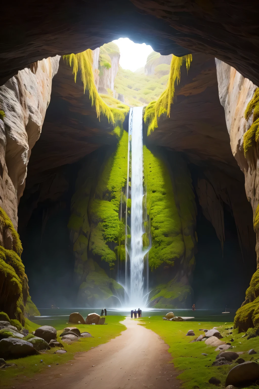 ((best qualityer)), ((work of art)), (detailded), a gigantic cave like the Waitomo Caves