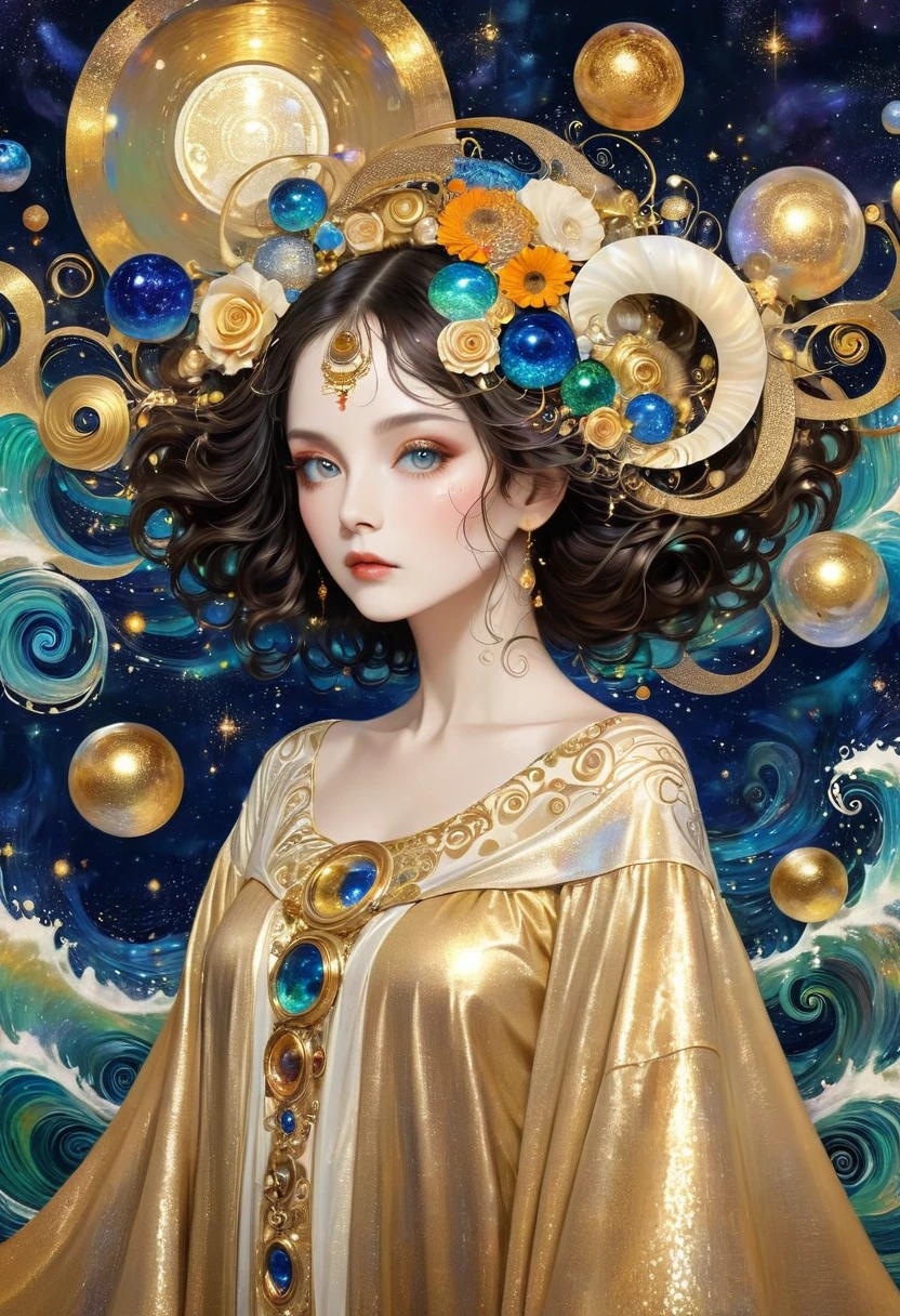 Album Cover Art. seaart ai imagination seaart extremely creative,And all your knowledge. Creation of Gustav Klimt《Beautiful woman masterpiece》