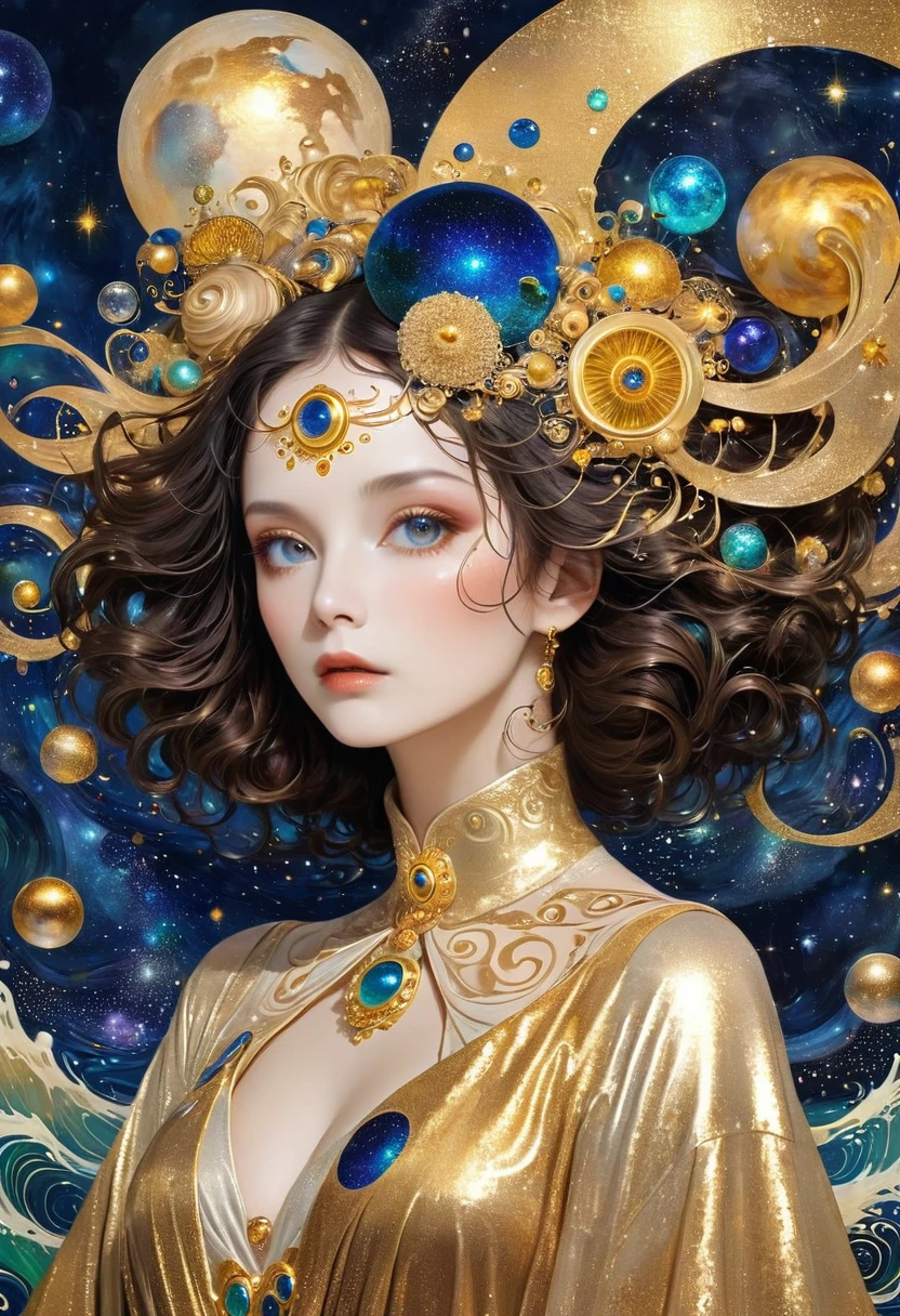Album Cover Art. seaart ai imagination seaart extremely creative,And all your knowledge. Creation of Gustav Klimt《Beautiful woman masterpiece》