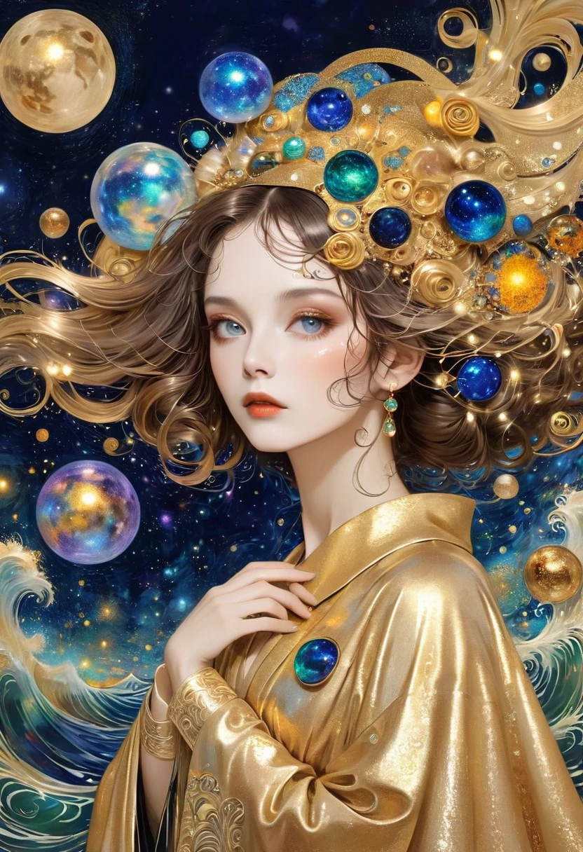 Album Cover Art. seaart ai imagination seaart extremely creative,And all your knowledge. Creation of Gustav Klimt《Beautiful woman masterpiece》