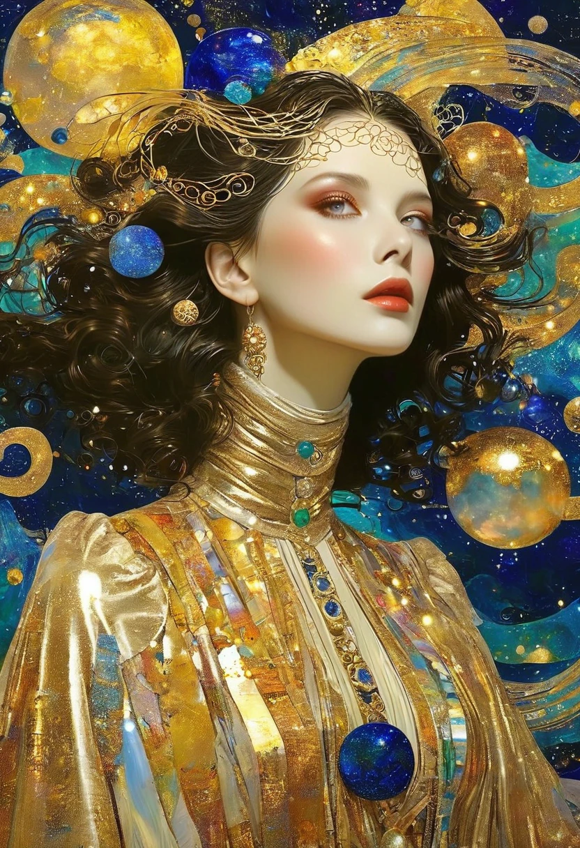 Album Cover Art. seaart ai imagination seaart extremely creative,And all your knowledge. Creation of Gustav Klimt《Beautiful woman masterpiece》