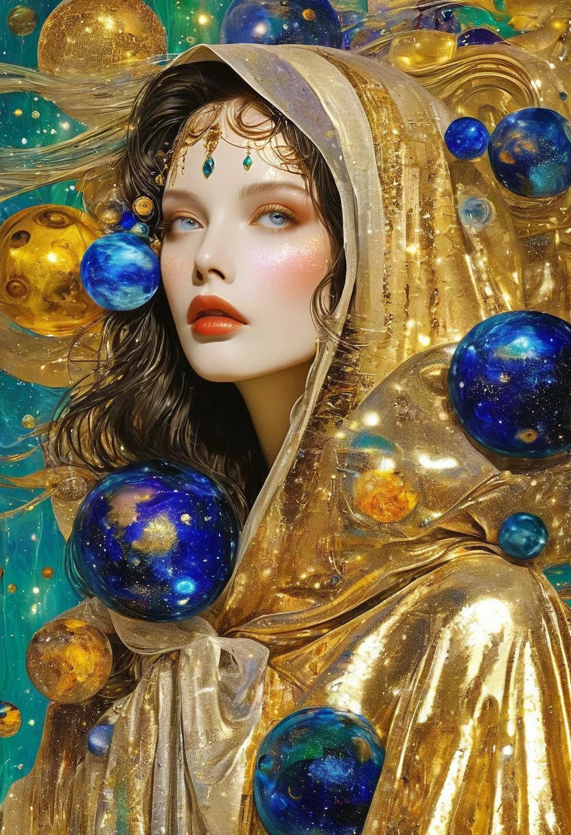 Album Cover Art. seaart ai imagination seaart extremely creative,And all your knowledge. Creation of Gustav Klimt《Beautiful woman masterpiece》