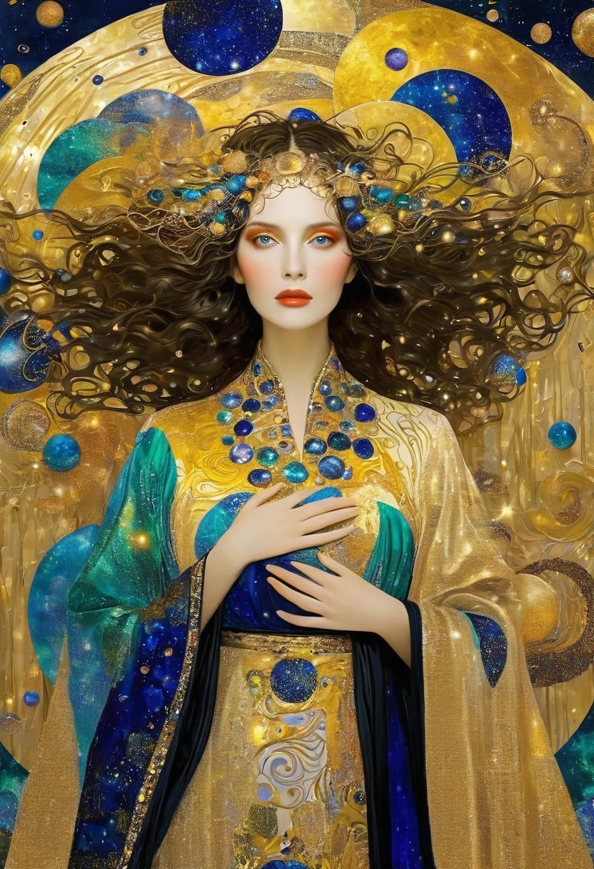 Album Cover Art. seaart ai imagination seaart extremely creative,And all your knowledge. Creation of Gustav Klimt《Beautiful woman masterpiece》