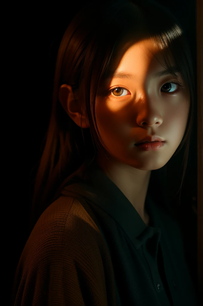 one-girl,deep dark background,soft illumination