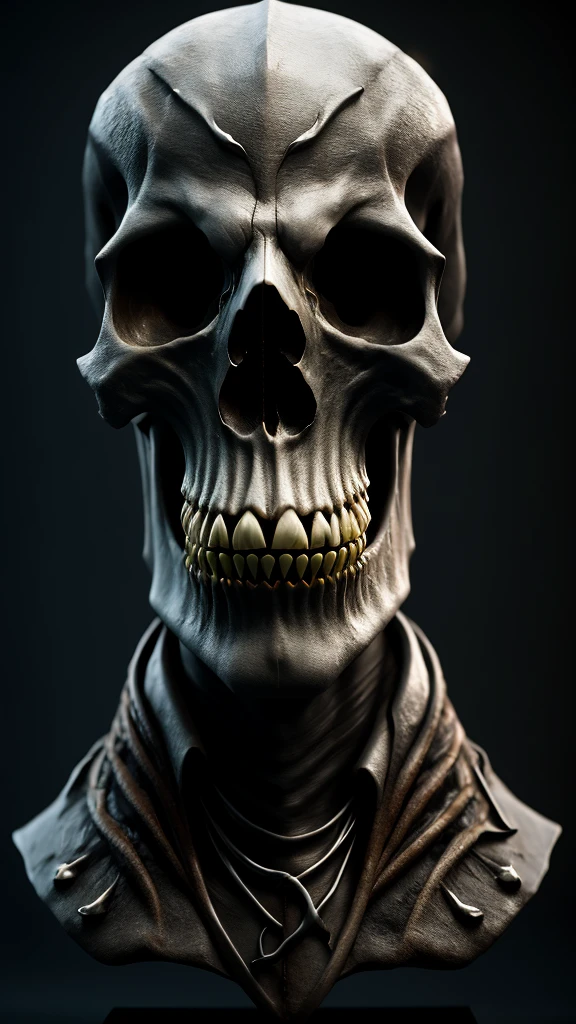 8k, extremely sculpted, cinema lighting, an angry wizard skull with red eyes, (head only)