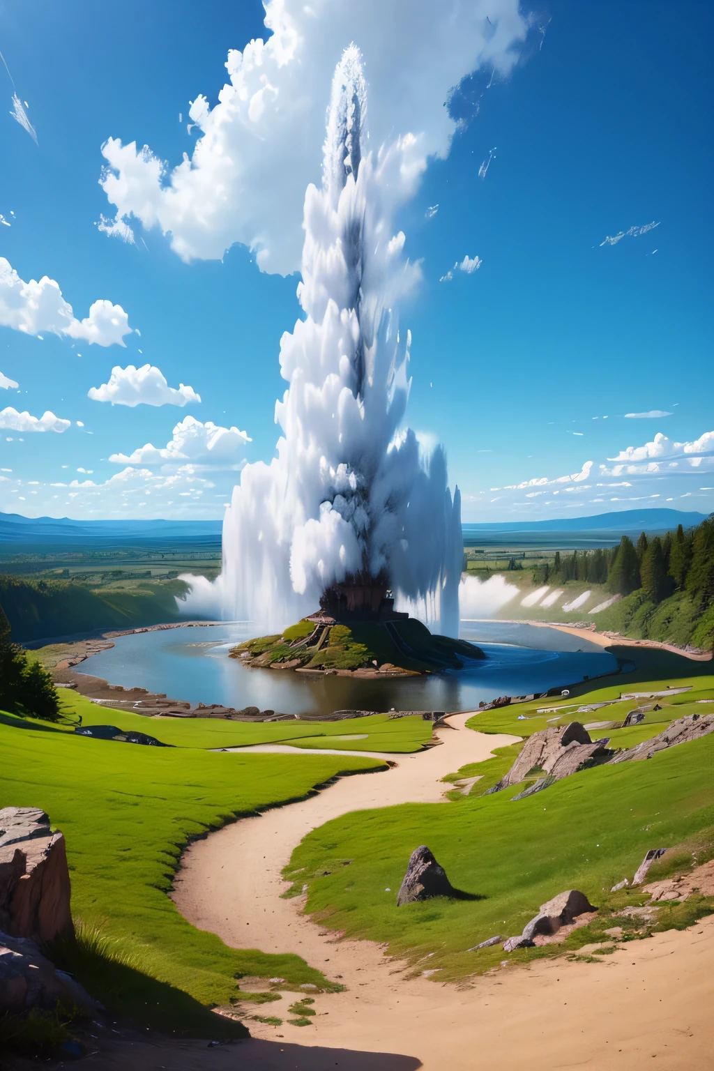 ((best qualityer)), ((work of art)), (detailded), a beautiful landscape similar to Black Rock Geyser