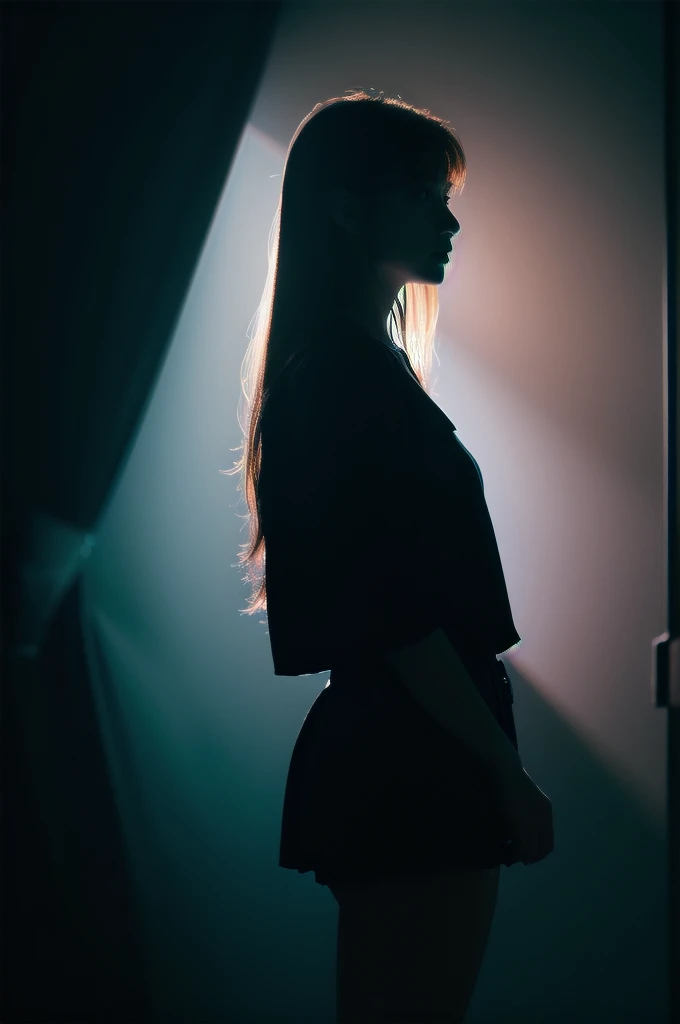 one-girl,deep dark background,soft illumination