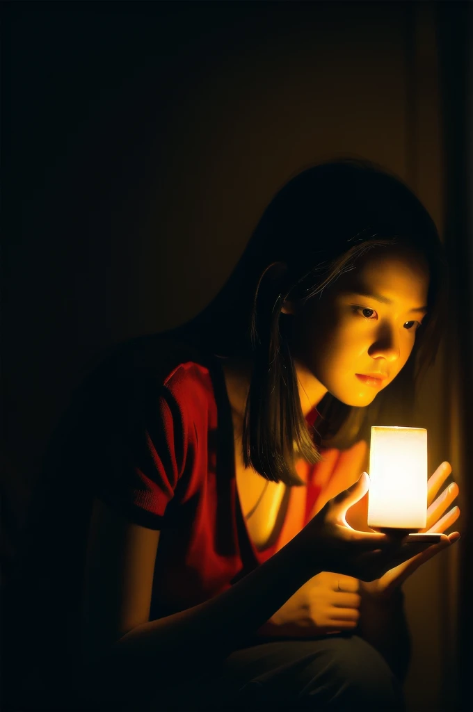 one-girl,deep dark background,soft illumination