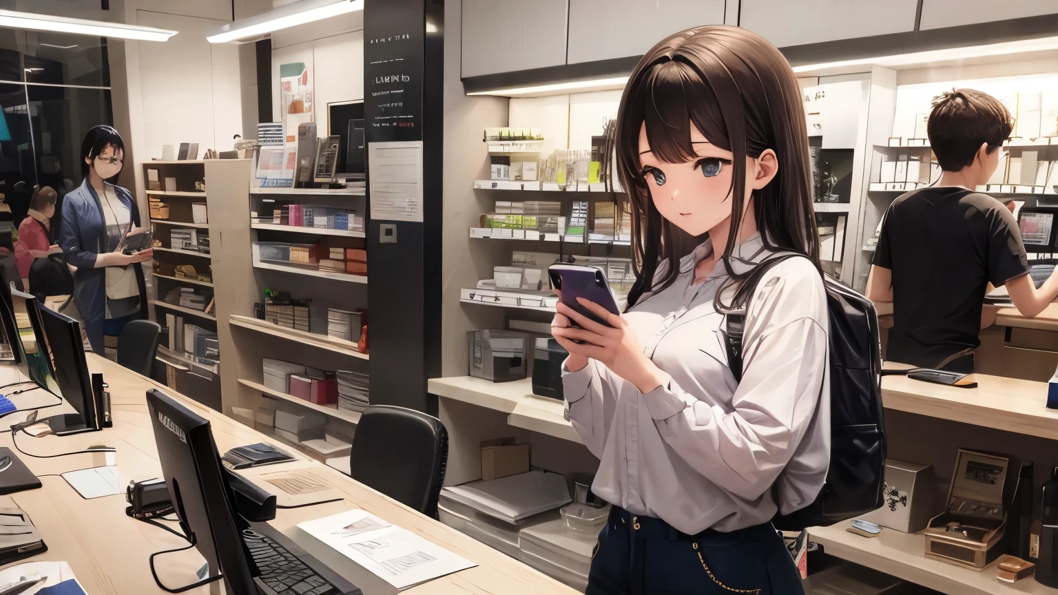 People choosing a smartphone at a smartphone shop