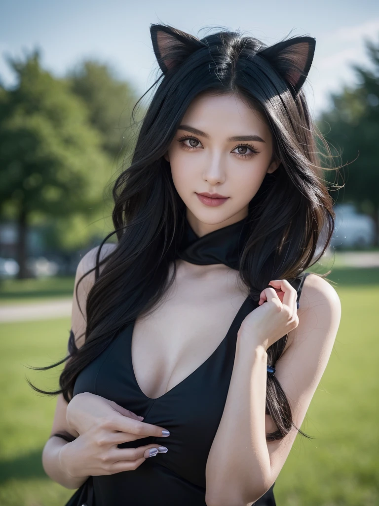 ein mädchen ist klatschnass und steht unter der dusche,  she wears a goth cat outfit, wavy black hair blowing in the wind. She's a men's magazine model, with a subtle smile, flirting with the camera, (in evening light: 1.2), , perfect eyes, perfect hands, perfect body, perfect hair, perfect chest, hair behind the ear, UHD, Retina, masterpiece, precise, anatomically correct, textured skin, super detailed, high details, good quality, award-winning, best quality, high-res, 16k, 8k. fullbody
