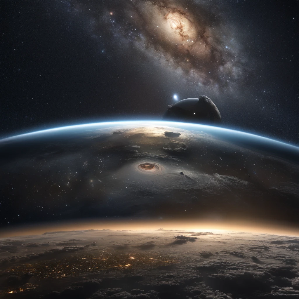 Master Parts、Superior Quality、superior image quality、The 8k quality、Beautiful pictures of the starry sky、magnifica、Arched Milky Way:1.25、Alafed view of Earth from Saturn:1.9