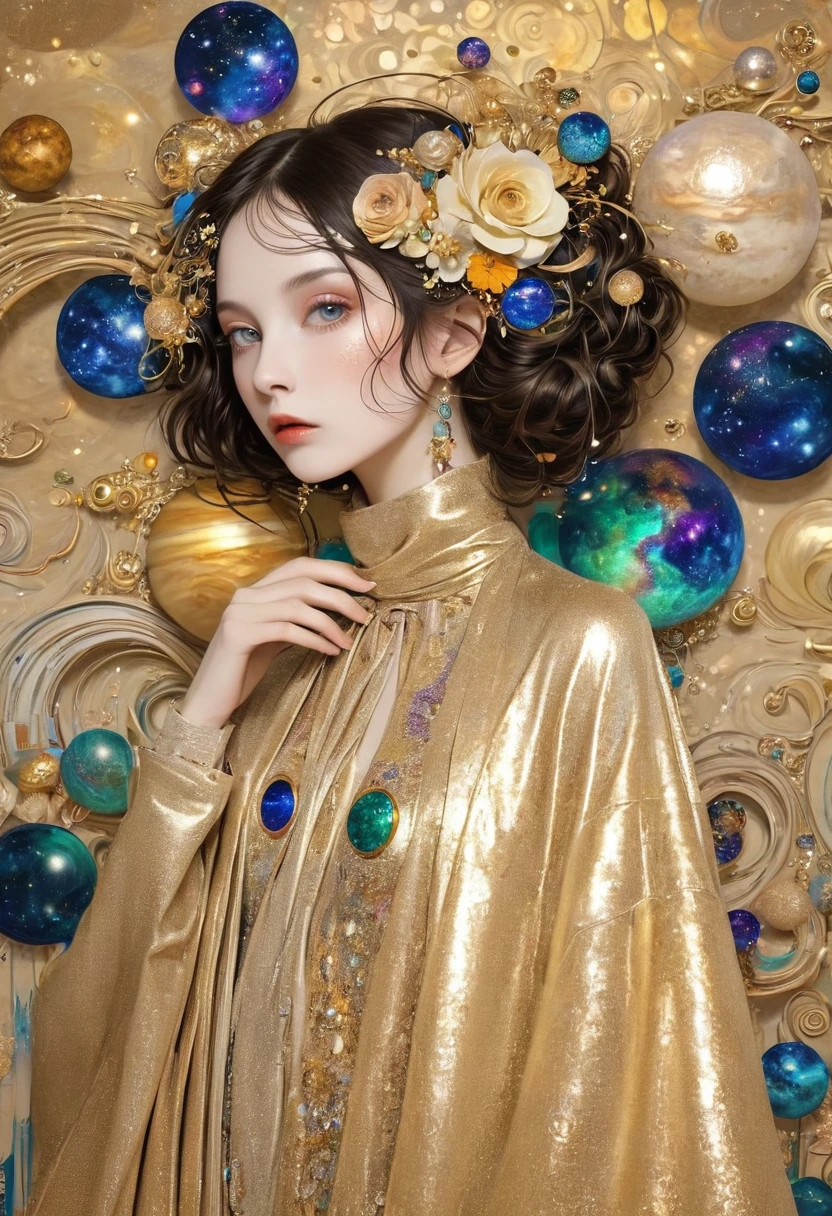 Album Cover Art. seaart ai imagination seaart extremely creative,And all your knowledge. Creation of Gustav Klimt《Beautiful woman masterpiece》