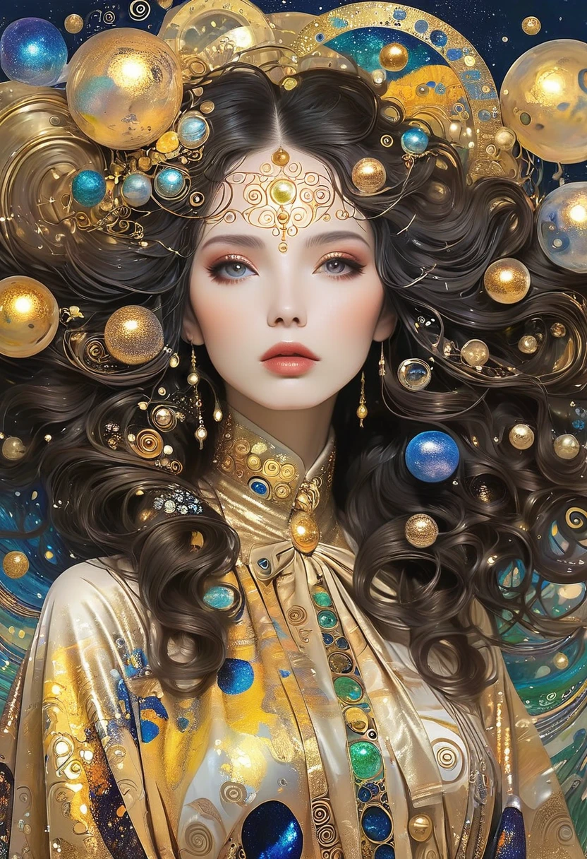 Album Cover Art. seaart ai imagination seaart extremely creative,And all your knowledge. Creation of Gustav Klimt《Beautiful woman masterpiece》
