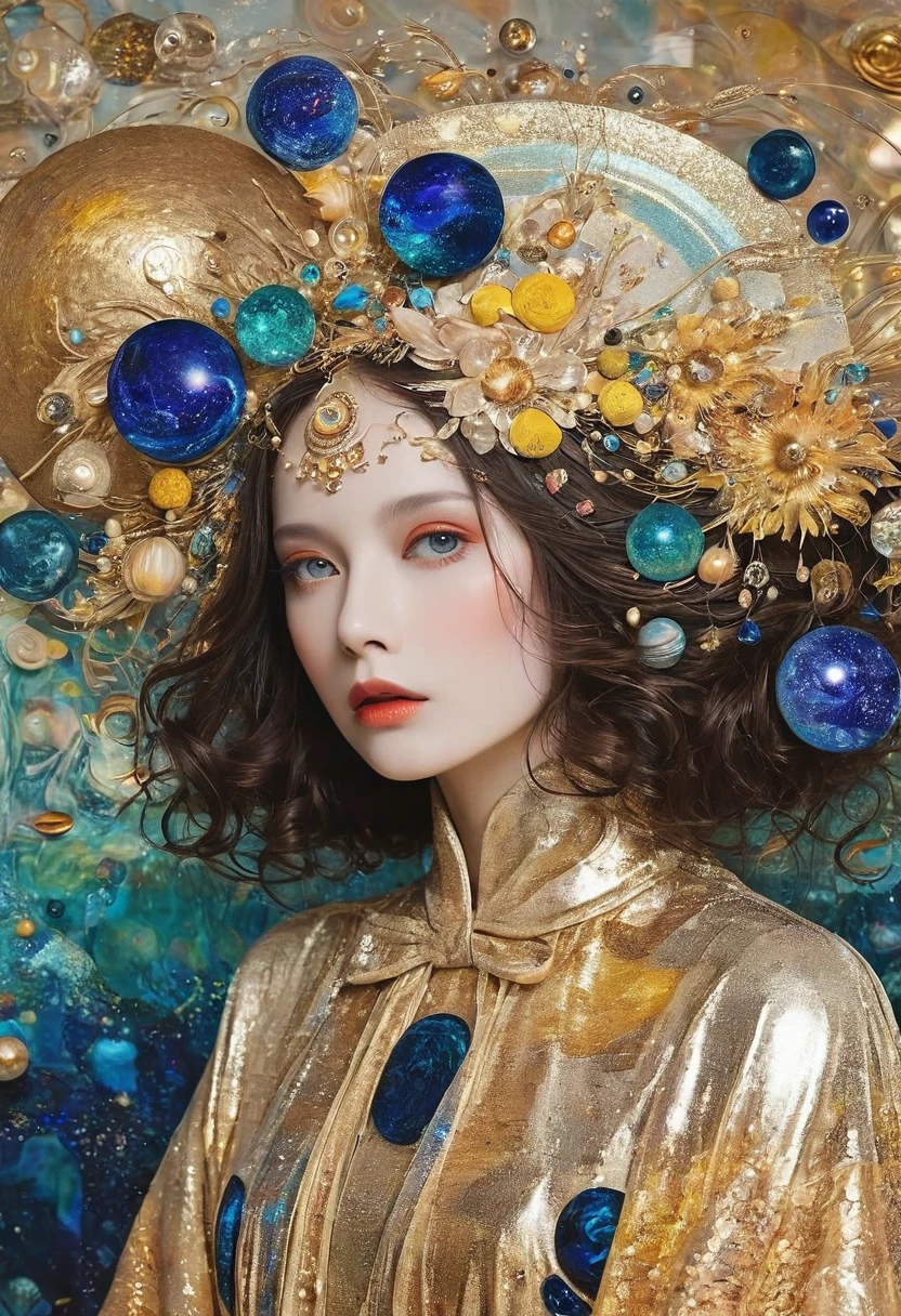 Album Cover Art. seaart ai imagination seaart extremely creative,And all your knowledge. Creation of Gustav Klimt《Beautiful woman masterpiece》