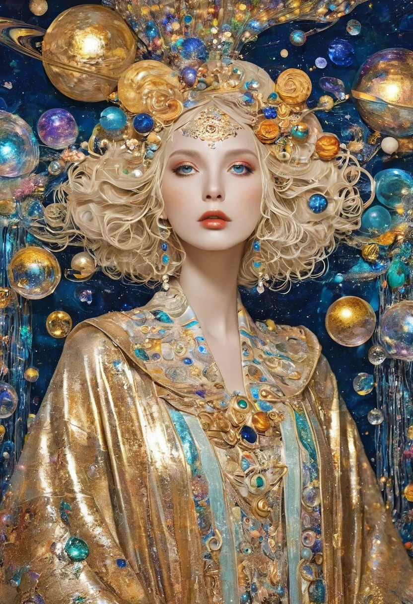 Album Cover Art. seaart ai imagination seaart extremely creative，And all your knowledge. Creation of Gustav Klimt《Beautiful woman masterpiece》