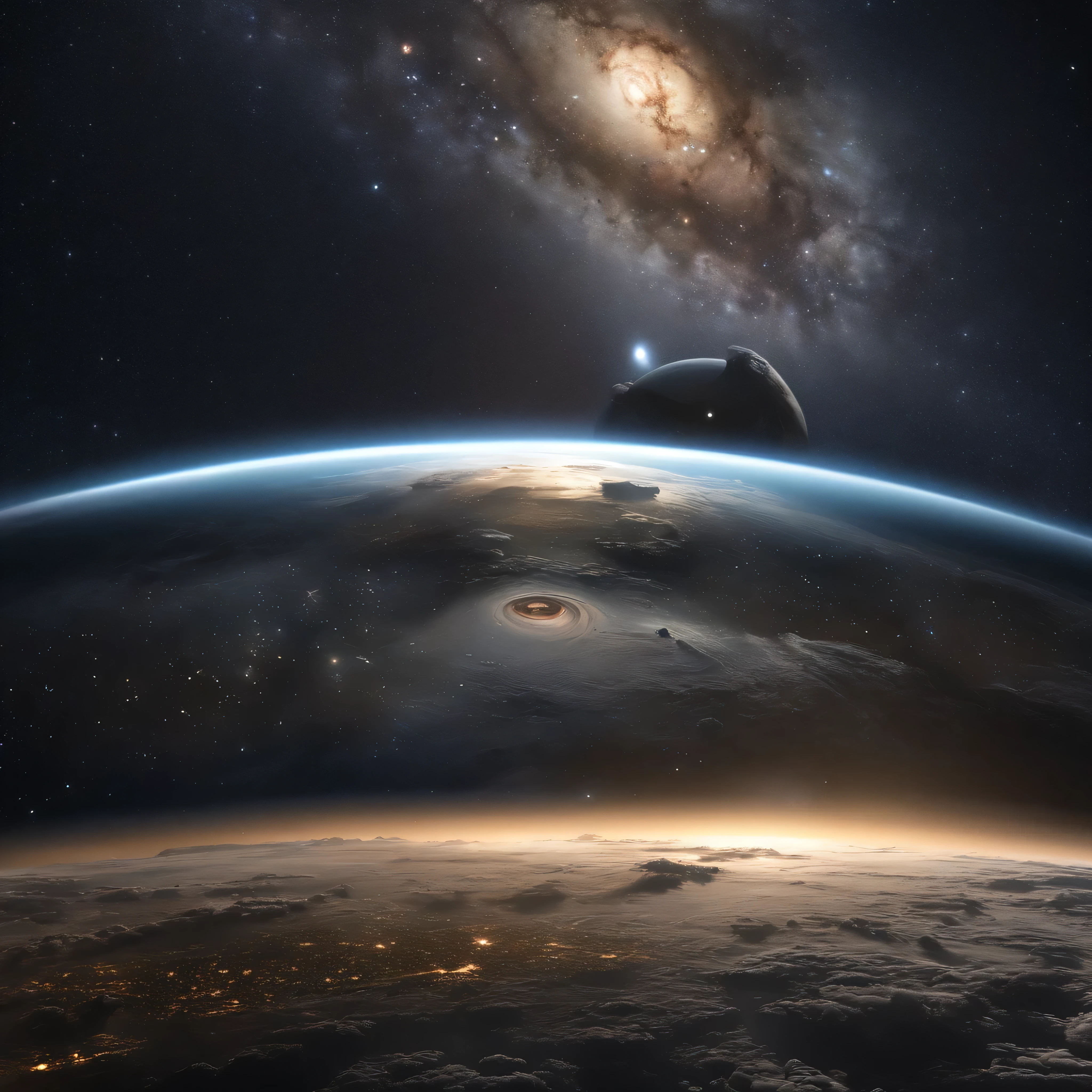 Master Parts、Superior Quality、superior image quality、The 8k quality、Beautiful pictures of the starry sky、magnifica、Arched Milky Way:1.25、Alafed view of Earth from Saturn:1.9