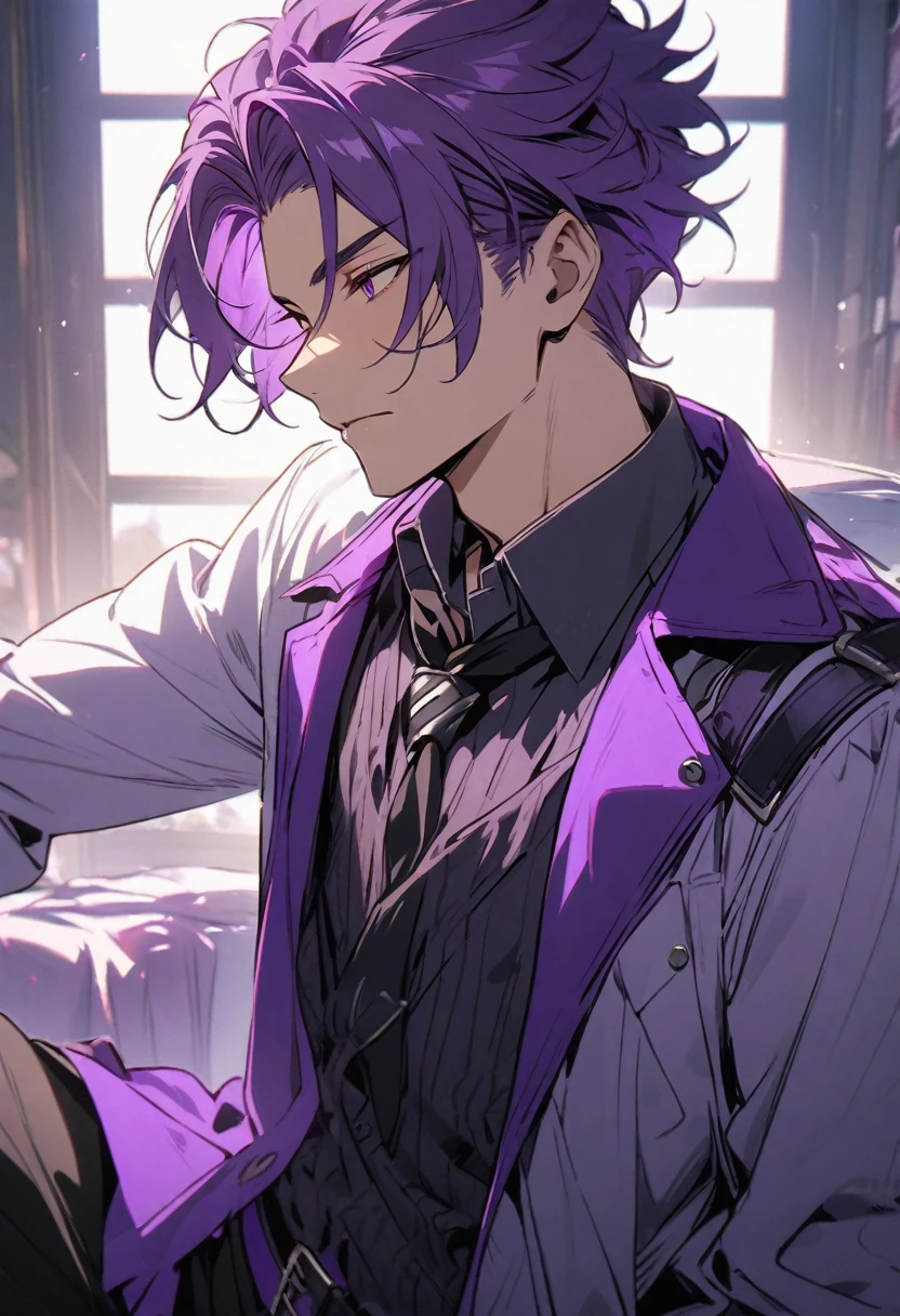 purple haired man