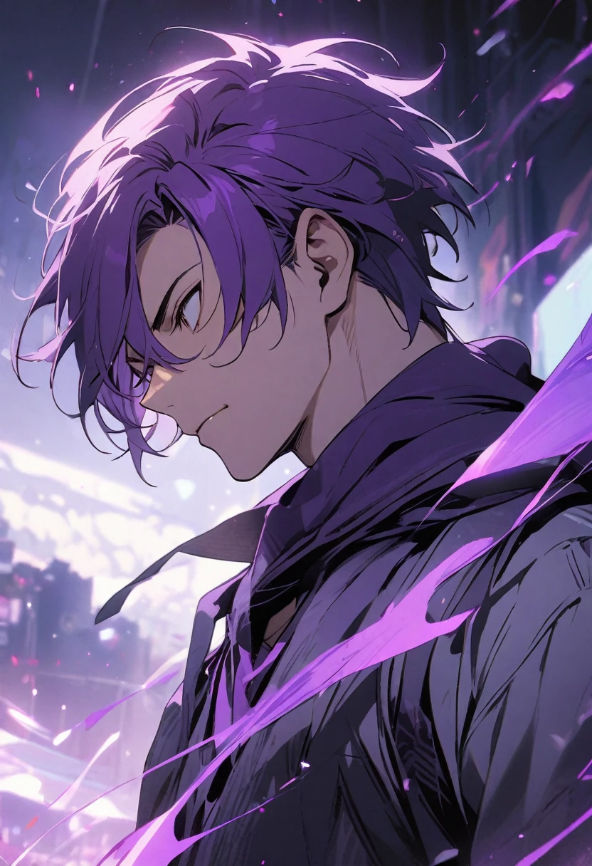 purple haired man