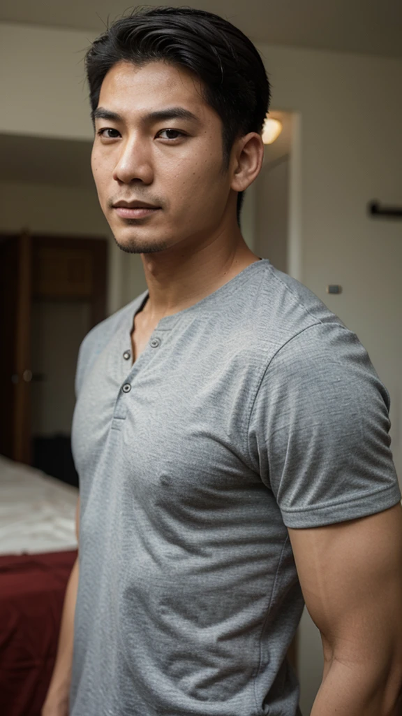 Real man, asian , right side face , left side face