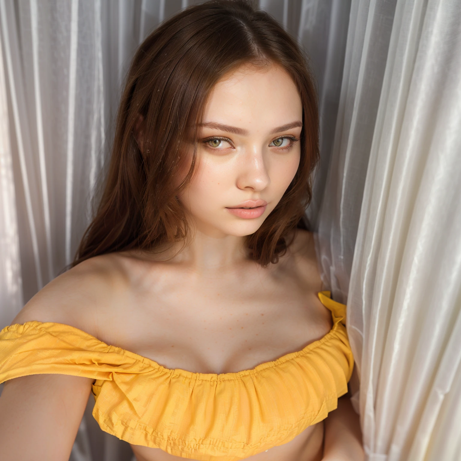 fit woman with yellow blouse posing for photo, Anna Nikonova aka Newmilky, retrato sophie mudd, Catarina, instagram model, 🤤 portrait of , Ukrainian girl, style of julia razumova, dasha taran, beautiful yellow woman, anastasia ovchinnikova, russian girlfriend, beautiful young model, very beautiful model