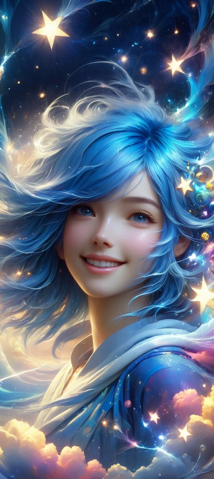 baby sitting on clouds and laughing, clouds, shining light, sea of clouds, soul, myth --auto --s2