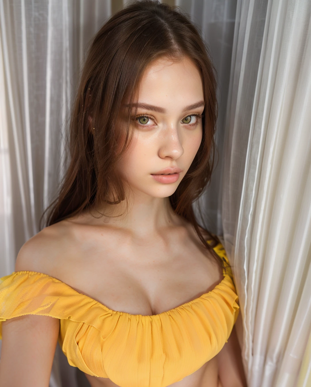 fit woman with yellow blouse posing for photo, Anna Nikonova aka Newmilky, retrato sophie mudd, Catarina, instagram model, 🤤 portrait of , Ukrainian girl, style of julia razumova, dasha taran, beautiful yellow woman, anastasia ovchinnikova, russian girlfriend, beautiful young model, very beautiful model