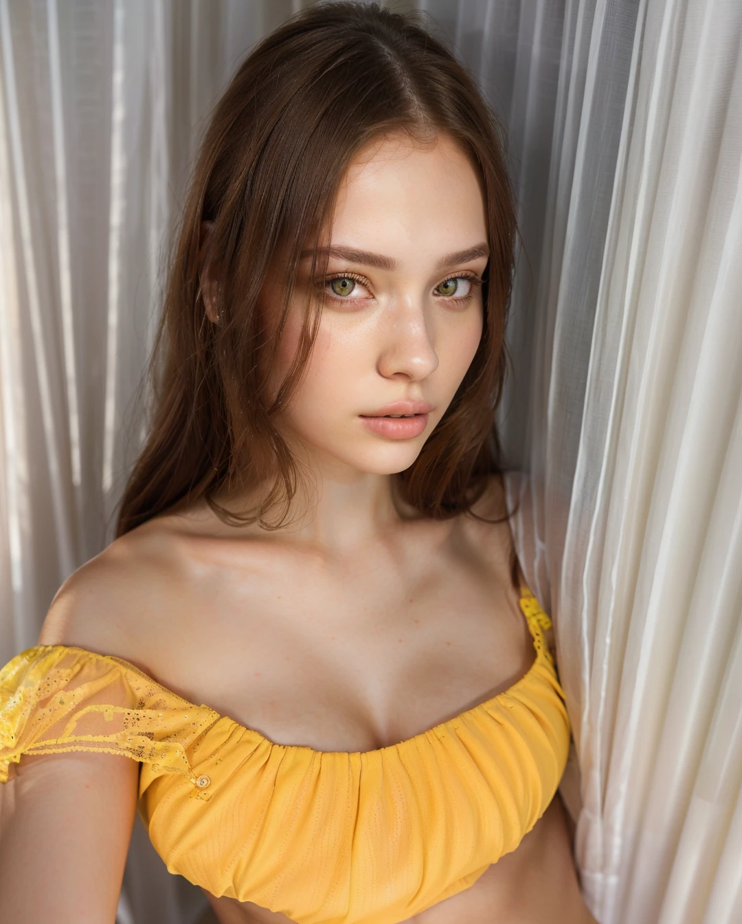 fit woman with yellow blouse posing for photo, Anna Nikonova aka Newmilky, retrato sophie mudd, Catarina, instagram model, 🤤 portrait of , Ukrainian girl, style of julia razumova, dasha taran, beautiful yellow woman, anastasia ovchinnikova, russian girlfriend, beautiful young model, very beautiful model