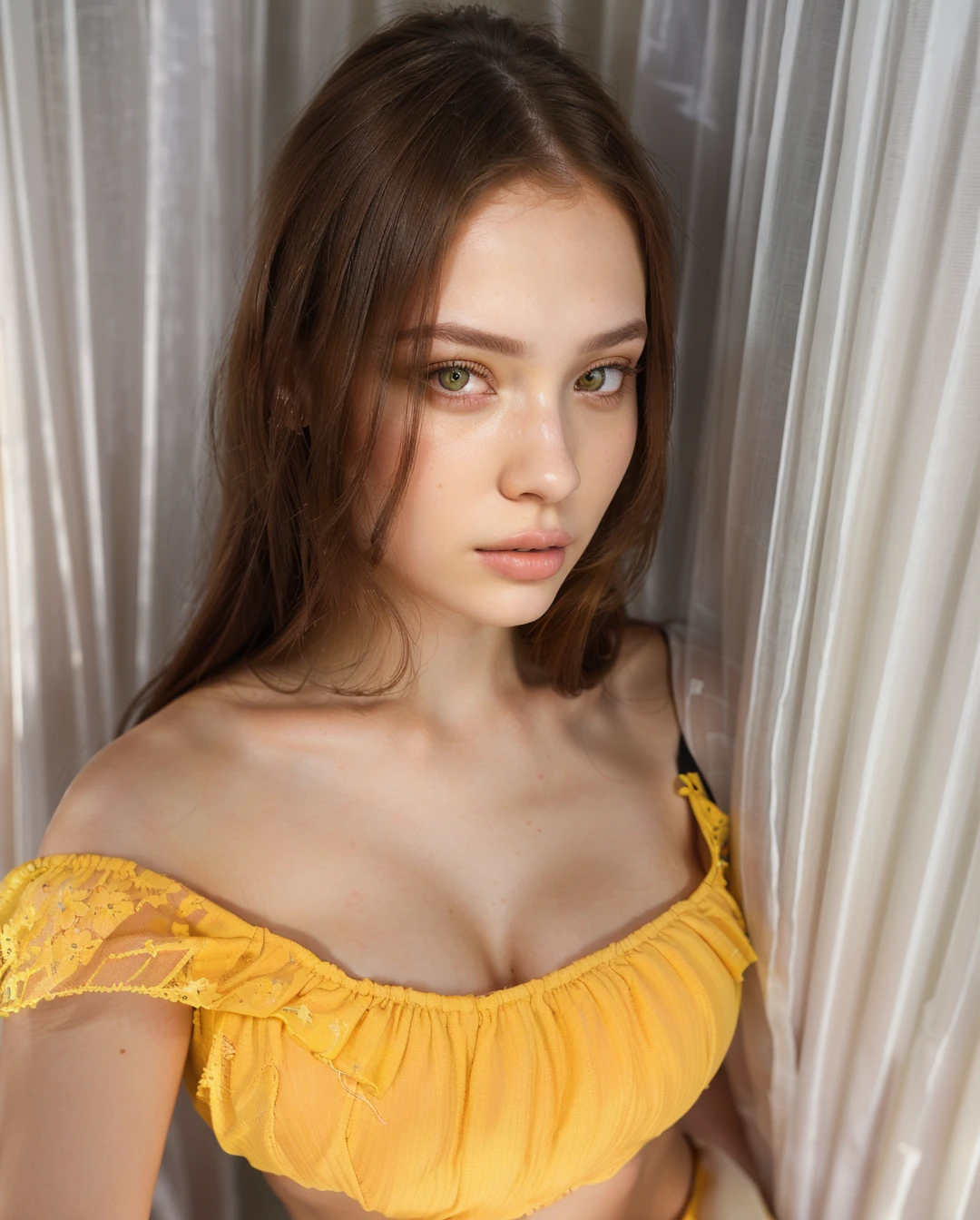 fit woman with yellow blouse posing for photo, Anna Nikonova aka Newmilky, retrato sophie mudd, Catarina, instagram model, 🤤 portrait of , Ukrainian girl, style of julia razumova, dasha taran, beautiful yellow woman, anastasia ovchinnikova, russian girlfriend, beautiful young model, very beautiful model