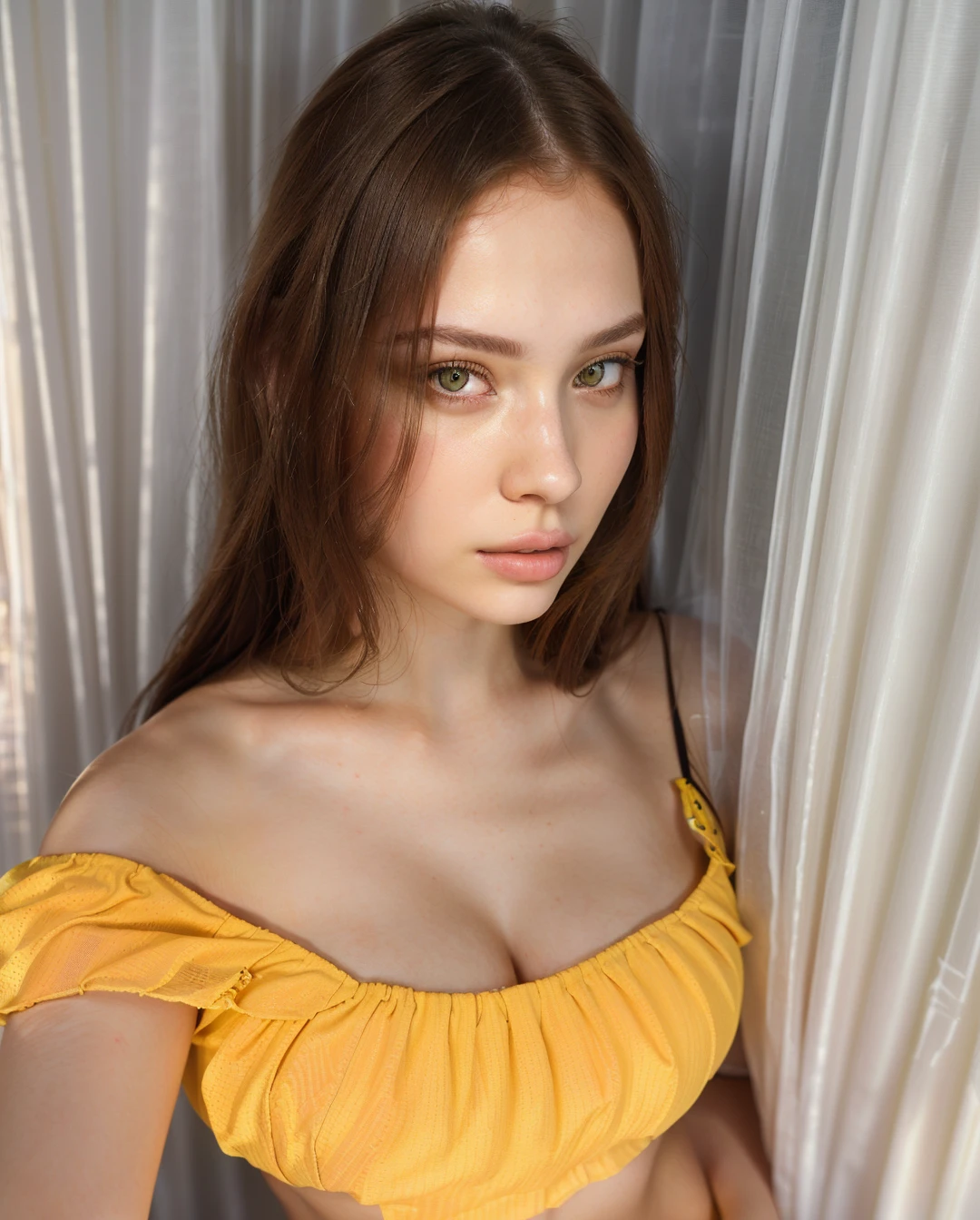 fit woman with yellow blouse posing for photo, Anna Nikonova aka Newmilky, retrato sophie mudd, Catarina, instagram model, 🤤 portrait of , Ukrainian girl, style of julia razumova, dasha taran, beautiful yellow woman, anastasia ovchinnikova, russian girlfriend, beautiful young model, very beautiful model