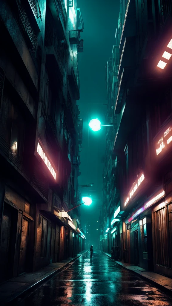 a mutant human creature with mechanical limbs, distorted facial features, standing on the side of a busy street in Indonesia at night, a large tree in the background, looking out at the heavy traffic, dark and moody lighting, (best quality,4k,8k,highres,masterpiece:1.2),ultra-detailed,(realistic,photorealistic,photo-realistic:1.37),cinematic lighting,dark moody atmosphere,highly detailed,digital painting,concept art style,horror,sci-fi,dystopian,gritty,grungy,neon lights,dramatic shadows