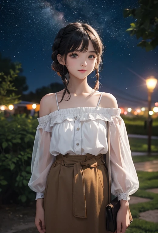 （Fluorescent Color：1.4），（translucent：1.4），（Retro filter：1.4），（strange：1.4），（Photo of a woman，1 girl：12 years old），Off-shoulder，loose clothes，long clothes，light, Smile,Short hair details，Black shawl straight hair，Side Bangs，tiny braids，High-resolution details、Very detailed、light、Surrealism、Soft Light、Deep field focus bokeh，It&#39;s a perfect face，Pretty Face，beautiful eyes，（Perfect female body），（Perfect breast shape，See-through breasts、Showing nipples），Candy Land Disneyland，Vague、Softness、Fluffy、softscape，Pale pink sky，Green and blue luster，Elegant light powder，Wonderful rainbow glow、Star，diamond sparkles，Gemstone background，(Hyperrealism)、(Super quality)、light，Rich in details，Full HD，Plenty of lighting。