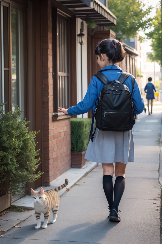 Cat going to school