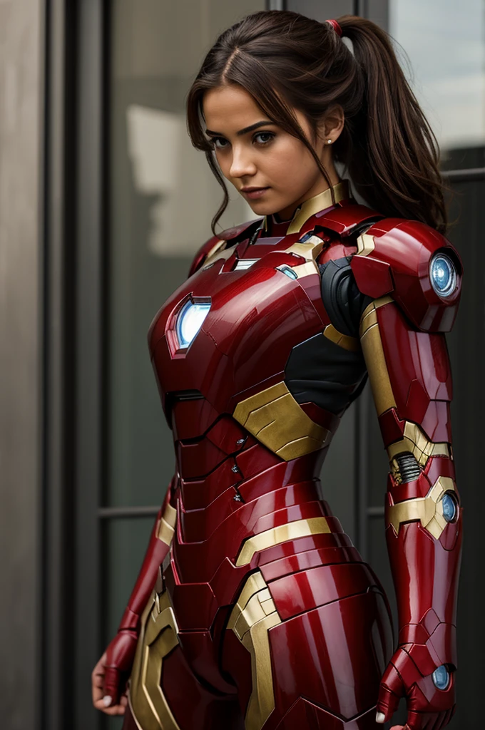 ((Masterpiece)), ((high quality)), girl with iron man suit