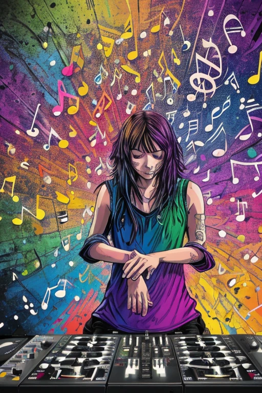 A background filled with scattered musical notes in various sizes and colors
A background completely filled with scattered musical notes in various sizes and colors, covering the entire screen.
beautiful girl colorful image
dj heddofwonn
Punking
Written by "Music for LIFE" on the wood board
black medium hair black medium hair
Five fingers Baggy clothes Baggy clothes