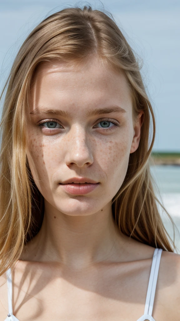 (one-1-person:1.2), beautiful Estonian lady, freckles, no smile, dark makeup, hyperdetailed photography, soft light, head and shoulders portrait, cover, natural skin tone, skin detail, facing full towards camera, looking direct at camera, soulful gaze