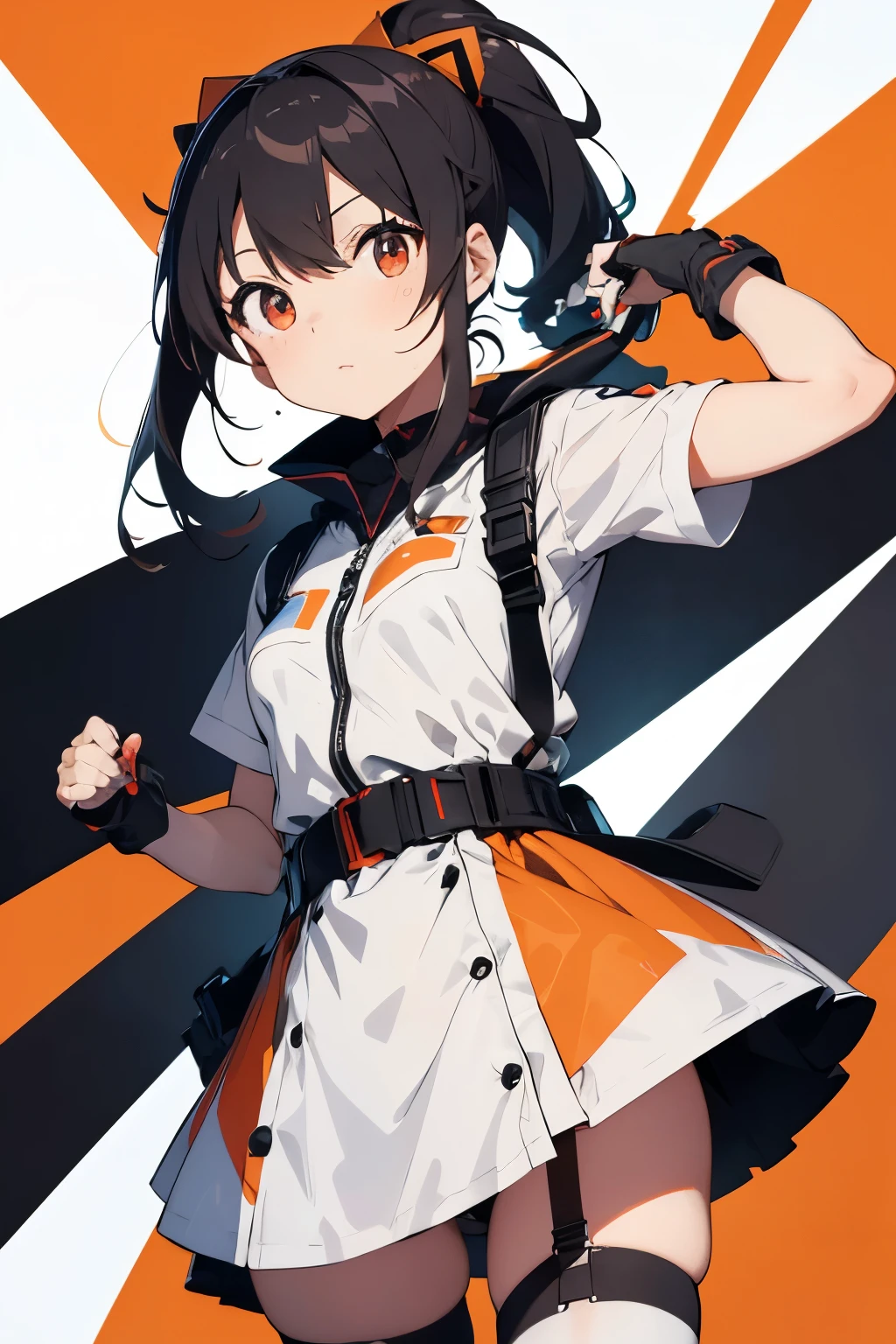 Create the highest quality, full-body character。

The costumes are futuristic。

- The image is of a costume similar to Asuka from Evangelion.。
・Gender: Girl。
·color is、red、grey、Orange、It has a white color。
-Hair style is a ponytail。
・Generate from head to toe。
・When seen from the front, she is holding a large flat brush in her right hand。
The brush he is holding has rainbow-colored paint on it.。
・VR goggles on the head。
・。
- Futuristic。
・Powered by electricity。
・Hair accessories are flashy。