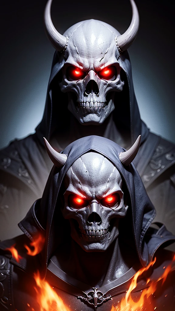 8k, extremely sculpted, cinema lighting, an angry wizard skull with red eyes, (head only)