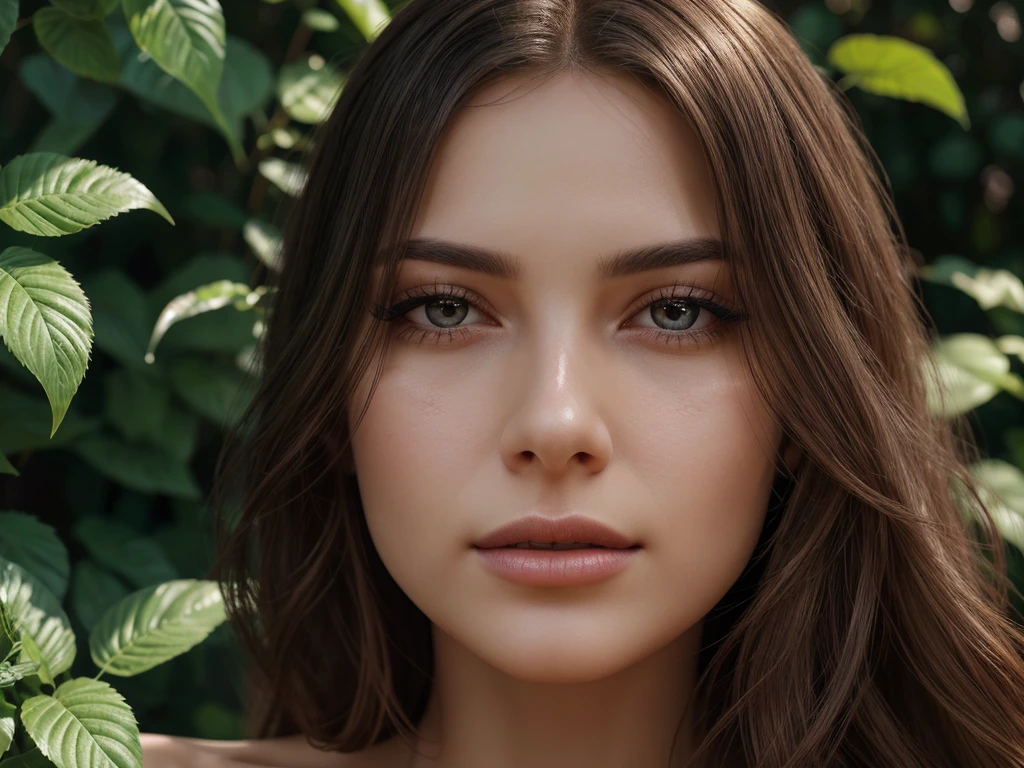 beautiful young woman, detailed face, beautiful detailed eyes, beautiful detailed lips, flawless skin, long eyelashes, gorgeous flowing hair, serene expression, elegant dress, sunlit garden, lush foliage, vibrant colors, natural lighting, photorealistic, highly detailed, 8k, award-winning digital art, cinematic composition, dramatic lighting