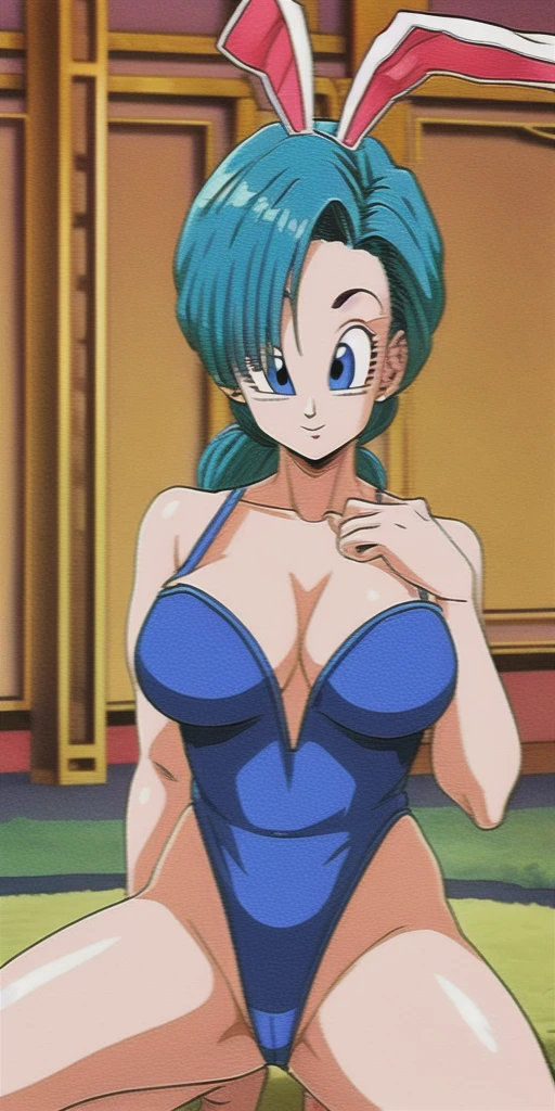 buruma_DBZ_start, crouched, old, bunny costume play today , Masterpiece, Best Quality, detailed face, detailed eyes, high resolution,