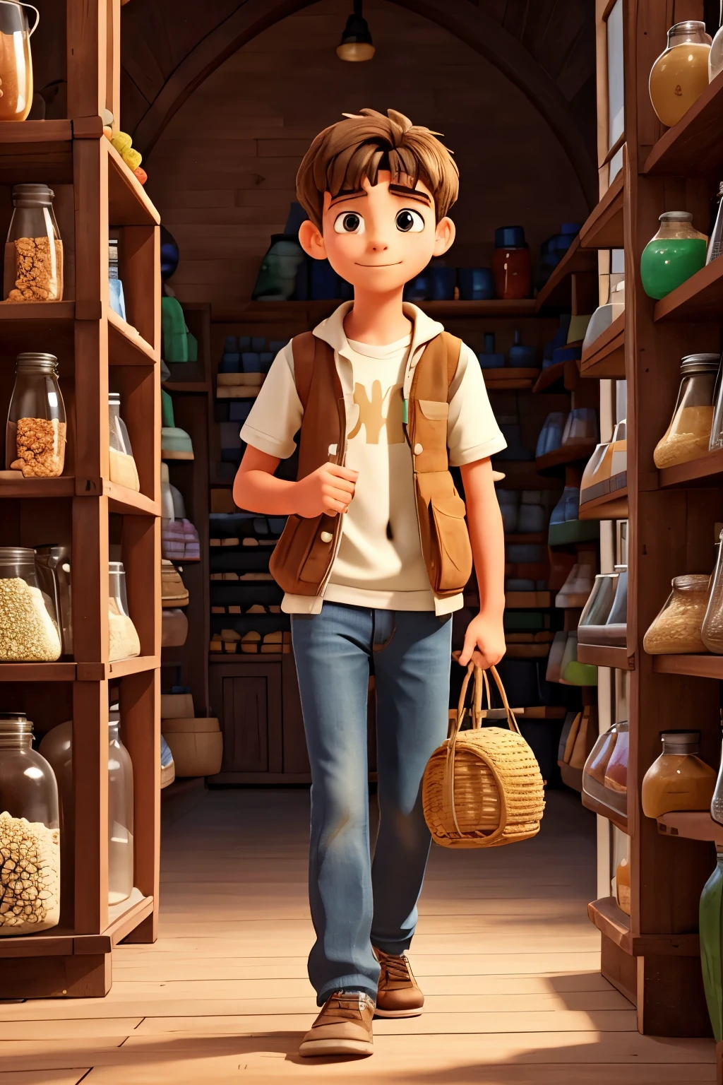 ager entering a jar store. Seller is Elderly.