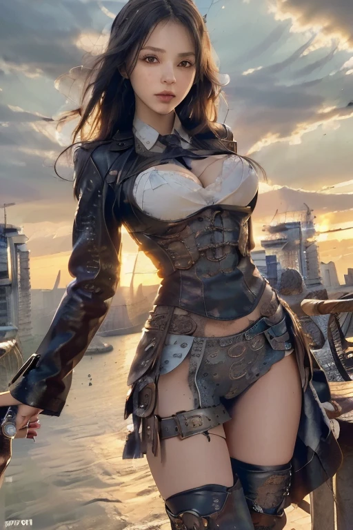 (1girl:1.3), solo,__body-parts__, official art, unity 8k wallpaper, ultra detailed, beautiful and aesthetic, beautiful, masterpiece, best quality, RAW, masterpiece, super fine photo,, best quality, super high Resolution, photorealistic, sunlight, full body portrait, stunningly beautiful,, dynamic pose, delicate face, vibrant eyes, (side view), she is wearing a futuristic Iron Man mech, red and gold, Big boobs coming out of her open shirt, Highly detailed abandoned warehouse background, detailed face, detailed complex busy background, messy, gorgeous, milky, high detailed skin, realistic skin details, visible pores, sharp focus, volumetric fog, 8k uhd, dslr camera, High quality, film grain, fair skin, photorealism, lomography, sprawling metropolis in a futuristic dystopia, view from below, translucent