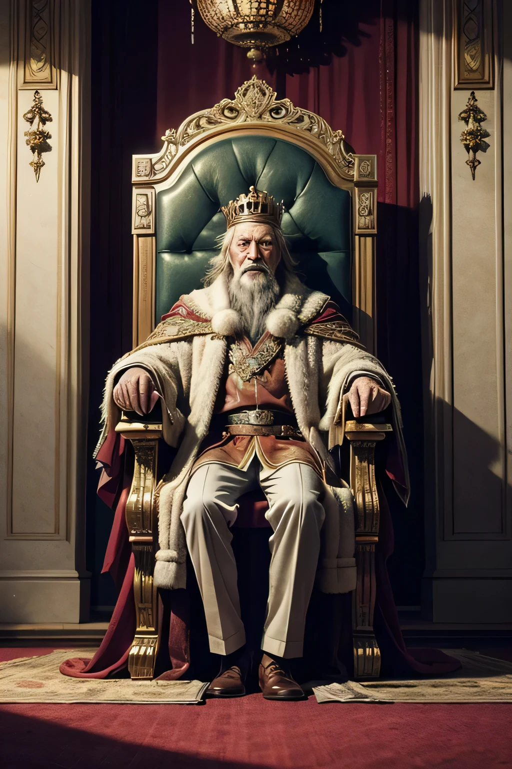 An old king sitting on the throne ,by your side your  daughter