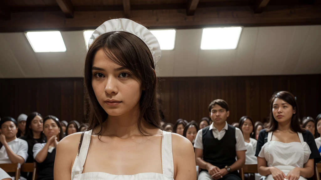 best quality, Masterpiece, franciskavkarma, alone, 1 girl,,shy, maid headdress, maid apron, maid, Facing the audience, annoying,