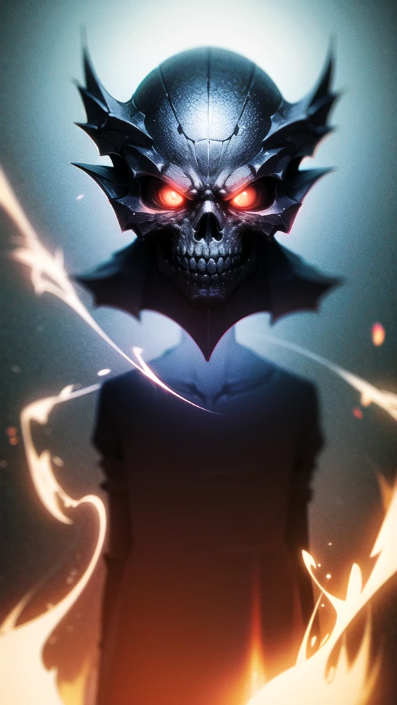 8k, extremely sculpted, cinema lighting, an angry wizard skull with red eyes, (head only)