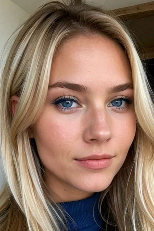 une femme blonde de type norvegiene avec les yeux bleu elle fait l'amour